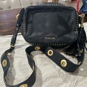 Michael Kors Black Crossbody Bag with Gold Accents